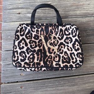 Leopard Victoria's Secret Travel Makeup Bag Animal Print Tan Brown Black Gold